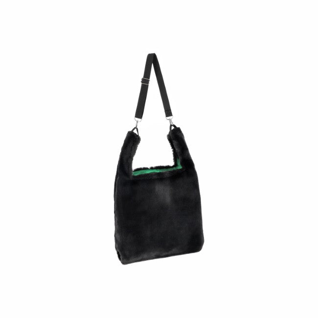 LeSportsac Unisex Bags Fur Shoulder Tote In Black Fluffy Fur - 44039268237614