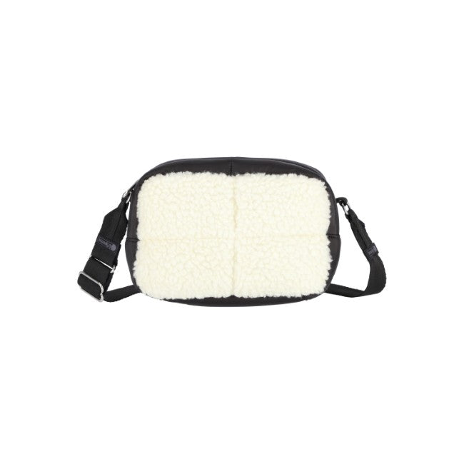 LeSportsac Unisex Puffy Cube Crossbody In Cream Vegan Sherpa - 42627929276718