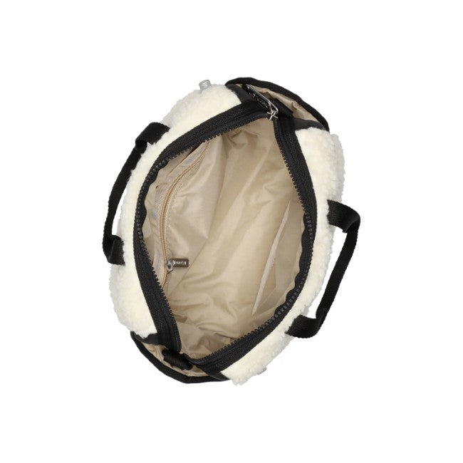 LeSportsac Unisex Puffy Mini Duffel In Cream Vegan Sherpa - 42627929801006