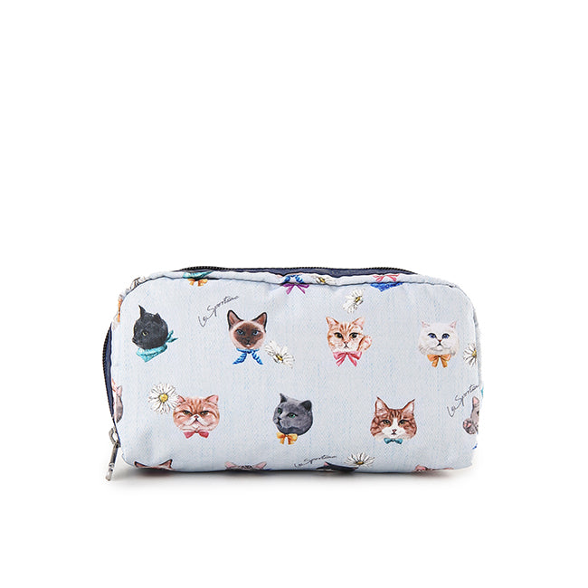 Rectangular Cosmetic In Playful Cats Sky Blue - 41859210543406