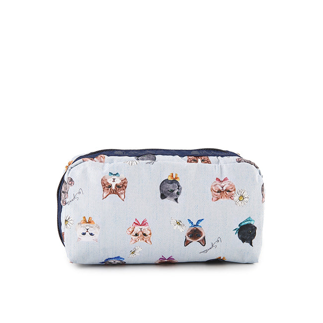 Rectangular Cosmetic In Playful Cats Sky Blue - 41859210608942