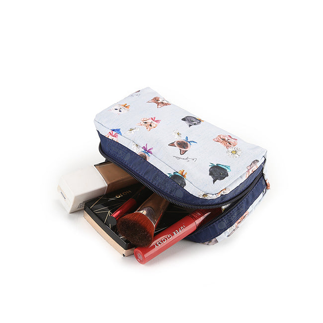 Rectangular Cosmetic In Playful Cats Sky Blue - 41859210740014