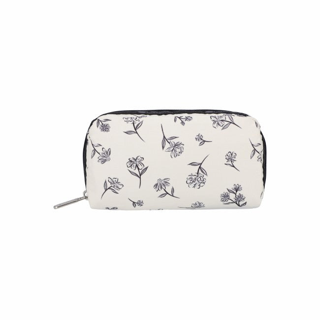 Rectangular Cosmetic In Ink Sketched Floral Ivory - 46427944878382
