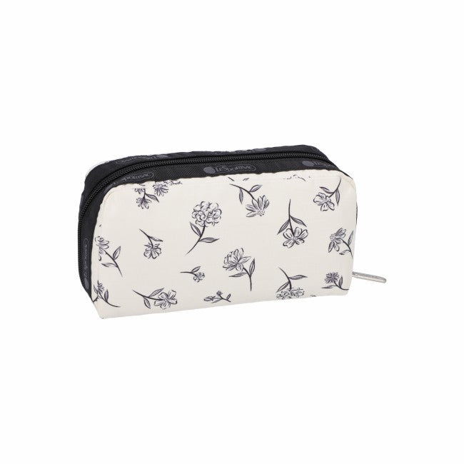 Rectangular Cosmetic In Ink Sketched Floral Ivory - 46427944911150