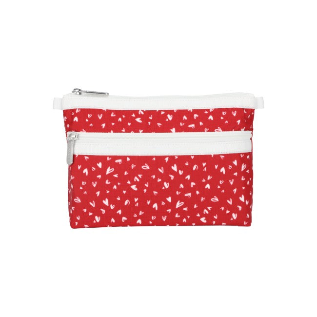 LeSportsac Unisex Pouch Cosmetic Clutch In Red Mini Hearts Wh - 44039348846894