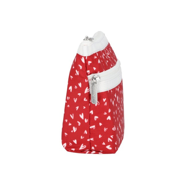 LeSportsac Unisex Pouch Cosmetic Clutch In Red Mini Hearts Wh - 44039348945198