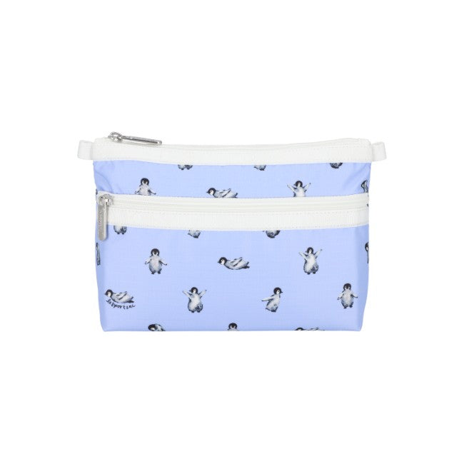LeSportsac Unisex Pouch Cosmetic Clutch In Petite Penguins White - 44039351042350
