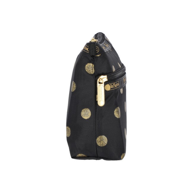 LeSportsac Unisex Pouch Cosmetic Clutch In Gold Glitter Dots - 44039356121390