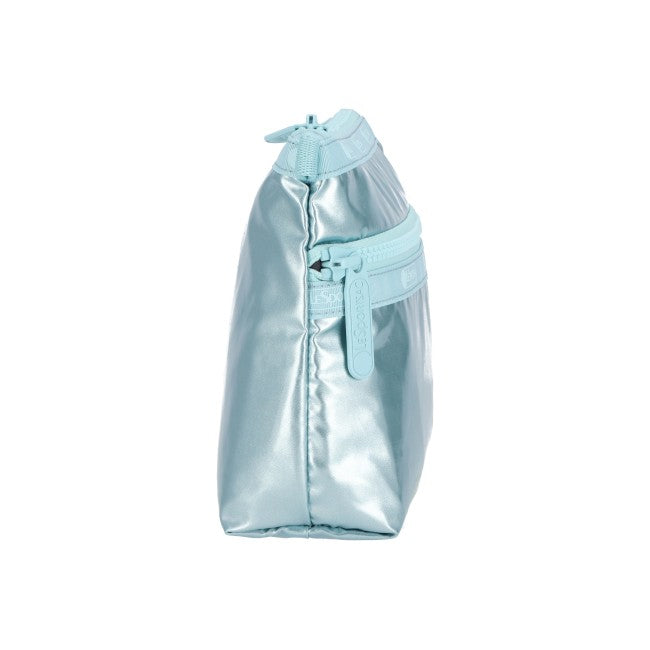 Cosmetic Clutch In Aqua Blue Shine - 45055210389806