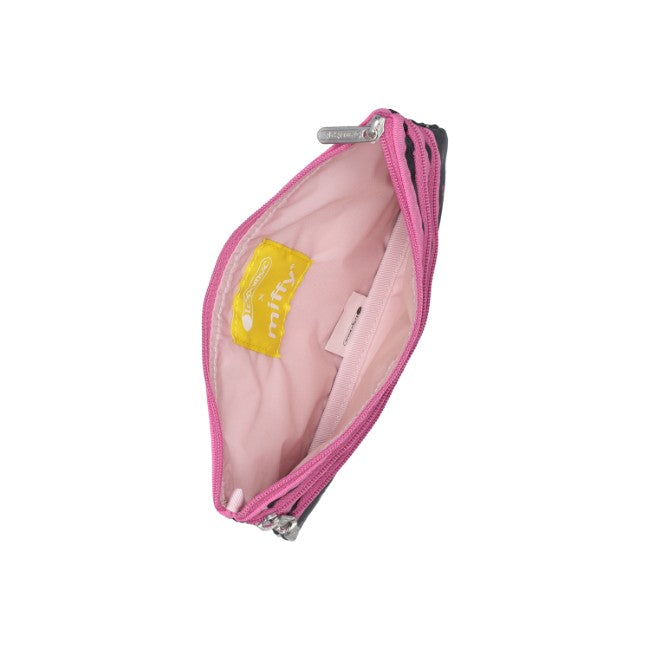 LeSportsac Unisex Pouch 3-Zip Cosmetic In Miffy Orchard Green/Pink - 44039374995758