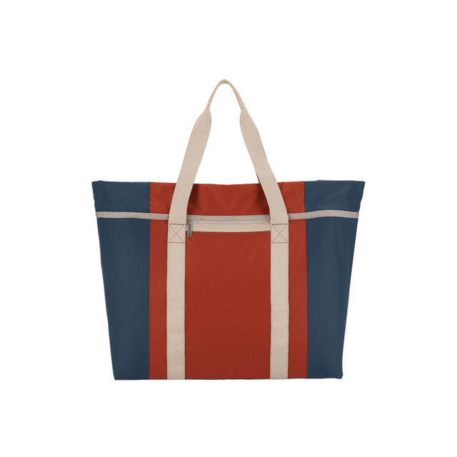 E / W Foldable Tote In Blue / Cinnabar - 40083927597358