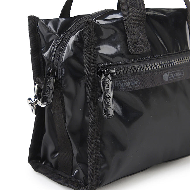 E/W Shoulder Satchel In Black Shine - 45584459039022