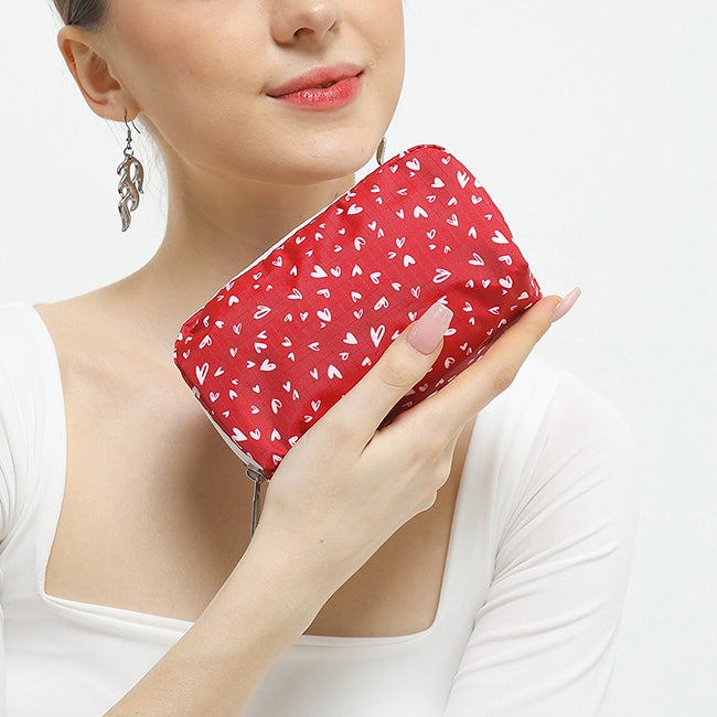Rectangular Cosmetic In Red Mini Hearts Wh - 46321342185774