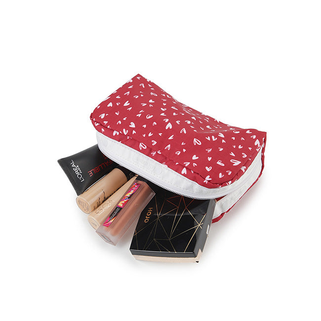 Rectangular Cosmetic In Red Mini Hearts Wh - 46321342153006