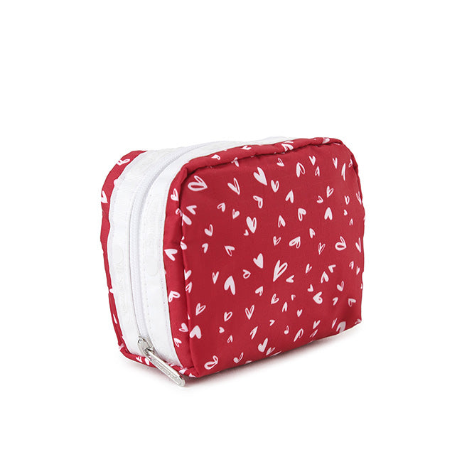 Square Cosmetic In Red Mini Hearts Wh - 46321345691950