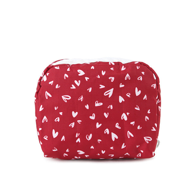 Square Cosmetic In Red Mini Hearts Wh - 46321345724718