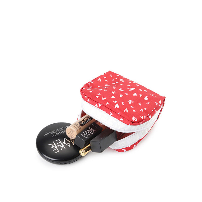 Square Cosmetic In Red Mini Hearts Wh - 46321345823022