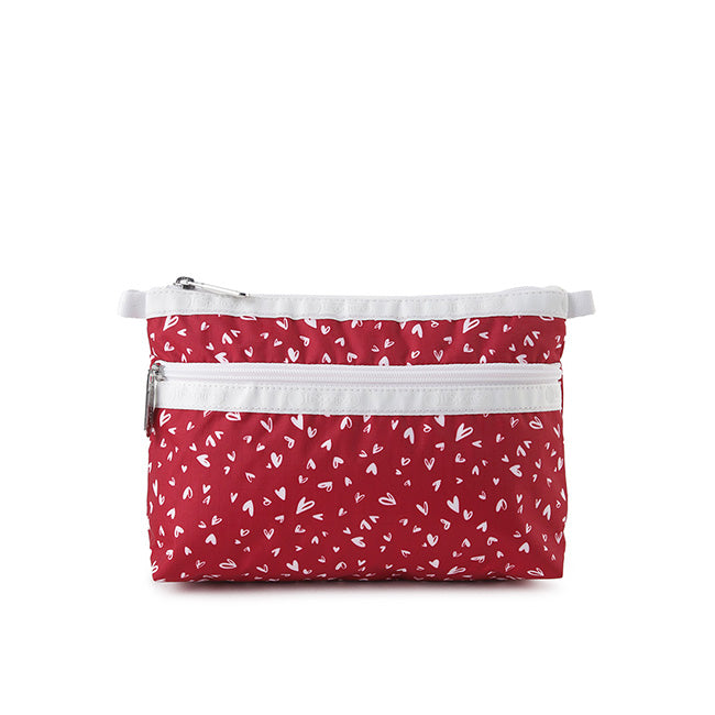 Cosmetic Clutch In Red Mini Hearts Wh - 46321347690798