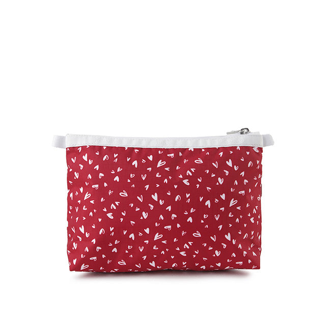 Cosmetic Clutch In Red Mini Hearts Wh - 46321347789102