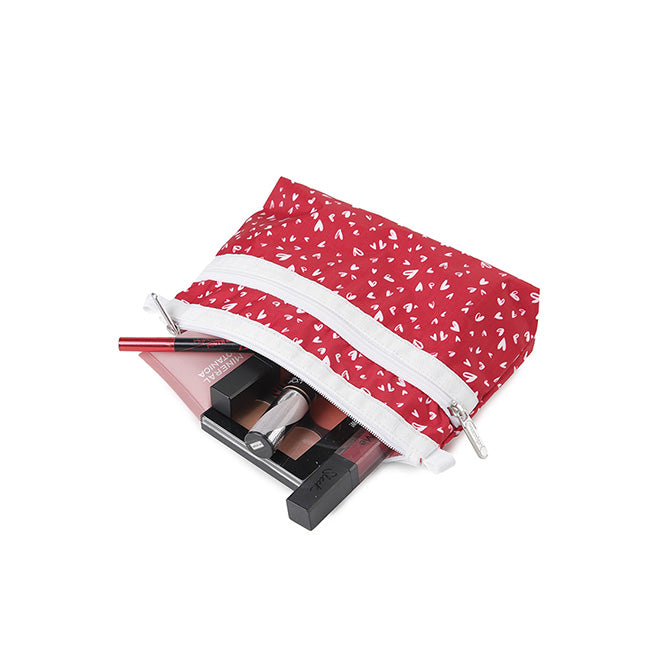 Cosmetic Clutch In Red Mini Hearts Wh - 46321347887406